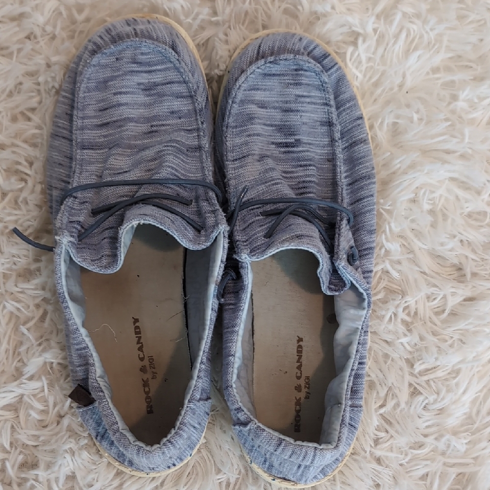 Rock & Candy Textured Blue Loafers